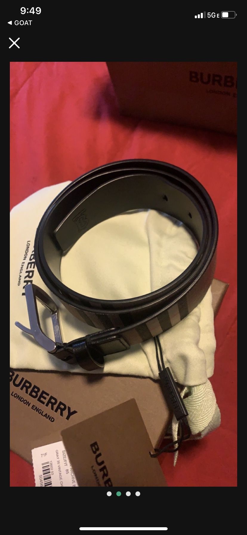 Authentic Burberry Belt Size 32