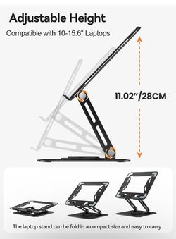 tounee Laptop Stand for Desk, Adjustable Computer Stand Holder with 360° Rotating Base, Ergonomic Laptop Riser Compatible with MacBook Pro Air, All La