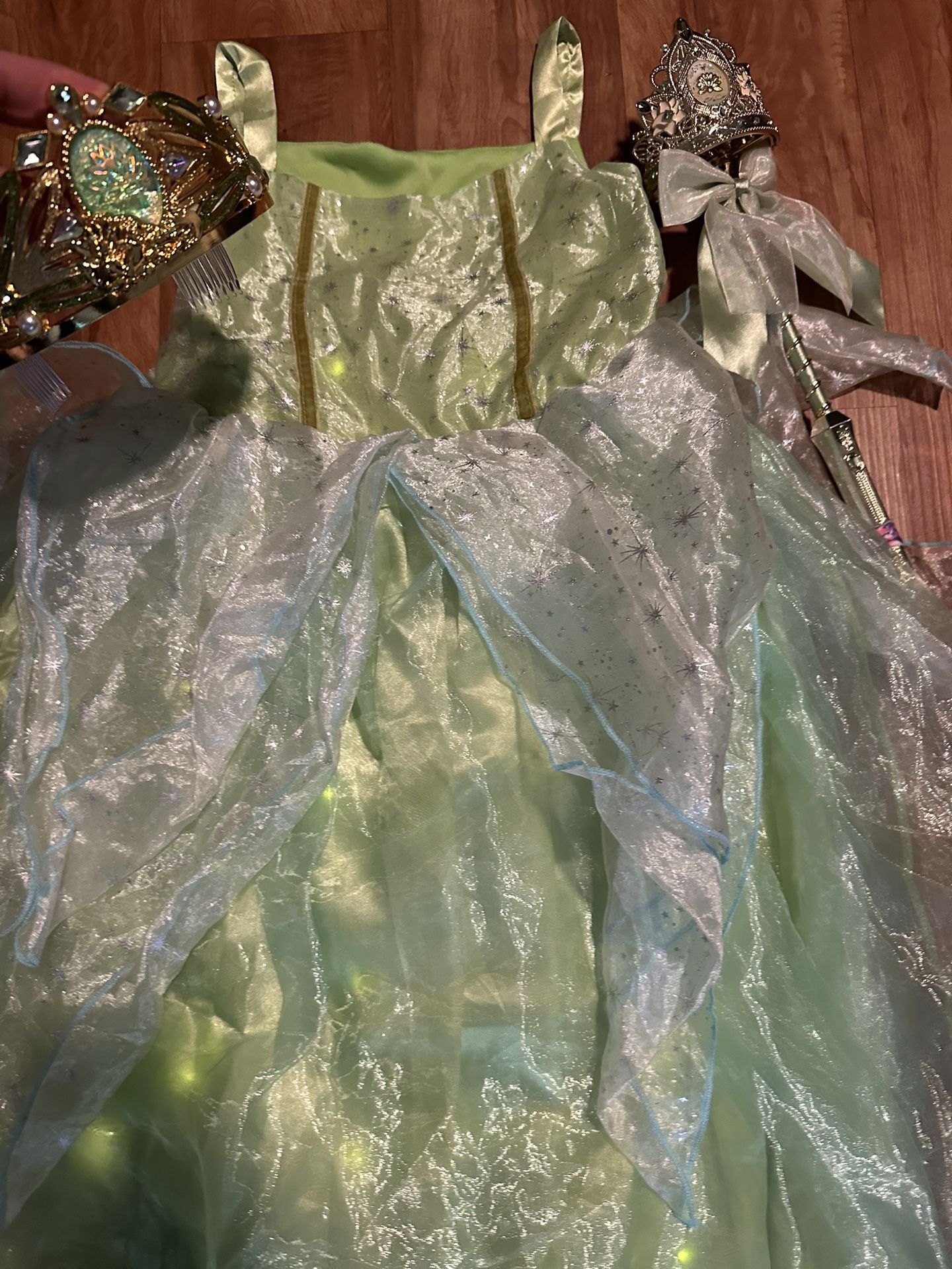 Light Up Green Dress For Tinker Bell Or Tiana Halloween Costume Or Dress Up