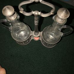 Pewter salad dressing set