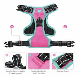 Phoepet Dog Harness, Reflective Adjustable Vest, with a Training Handle L Pink  Thumbnail