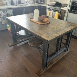 Wooden Table With Stools For Sale