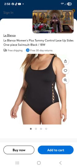 Black Lace-Up Swimsuit Plus Size Brand New 18w La Blanca