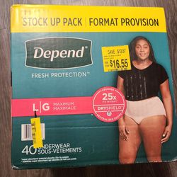 Free Large Depends Underwear 40 Count 