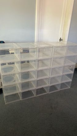 Sneaker Display - Clear Plastic Stackable Boxes Set of 25.