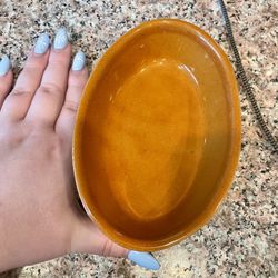 Antique Great American Stoneware Factory Western Brown Oval Dish