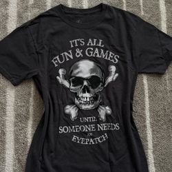 Black Skull Graphic Print Men's Short Sleeve Crew Neck Cotton T-Shirt Humor