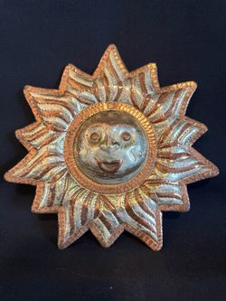 Decorative Metal Sun Face Wall Plaque