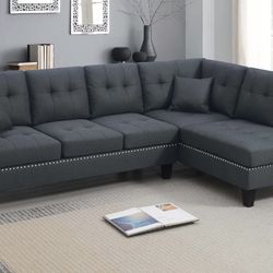 2-Piece Sectional Set 2pc Sectional Sofa w/ 2 Accent Pillows