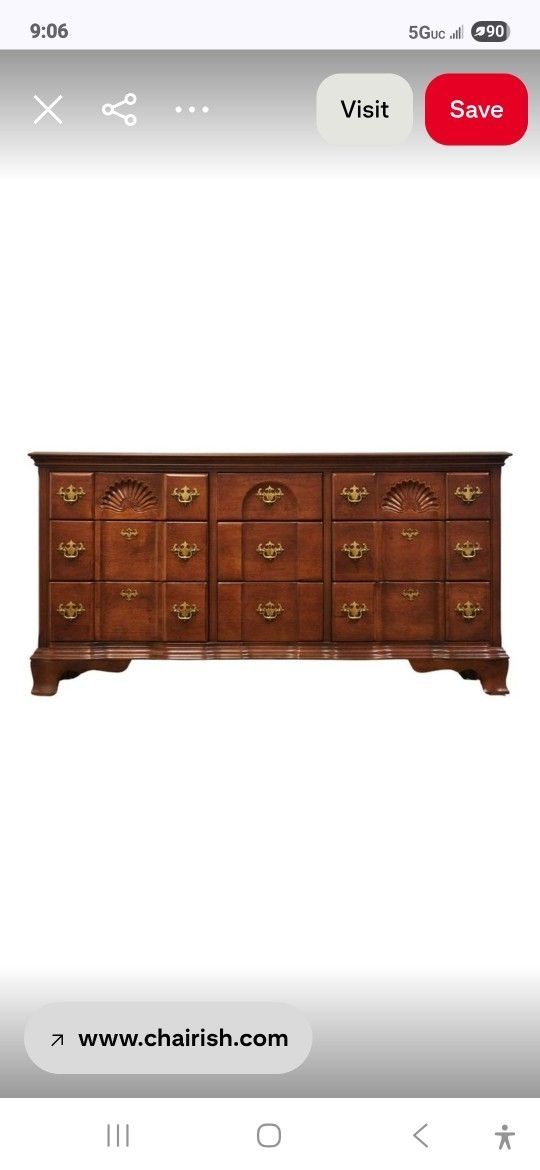 Cherry Wood Triple Dresser Vintage