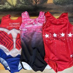 3 Little Girls Gymnastics Leotards 