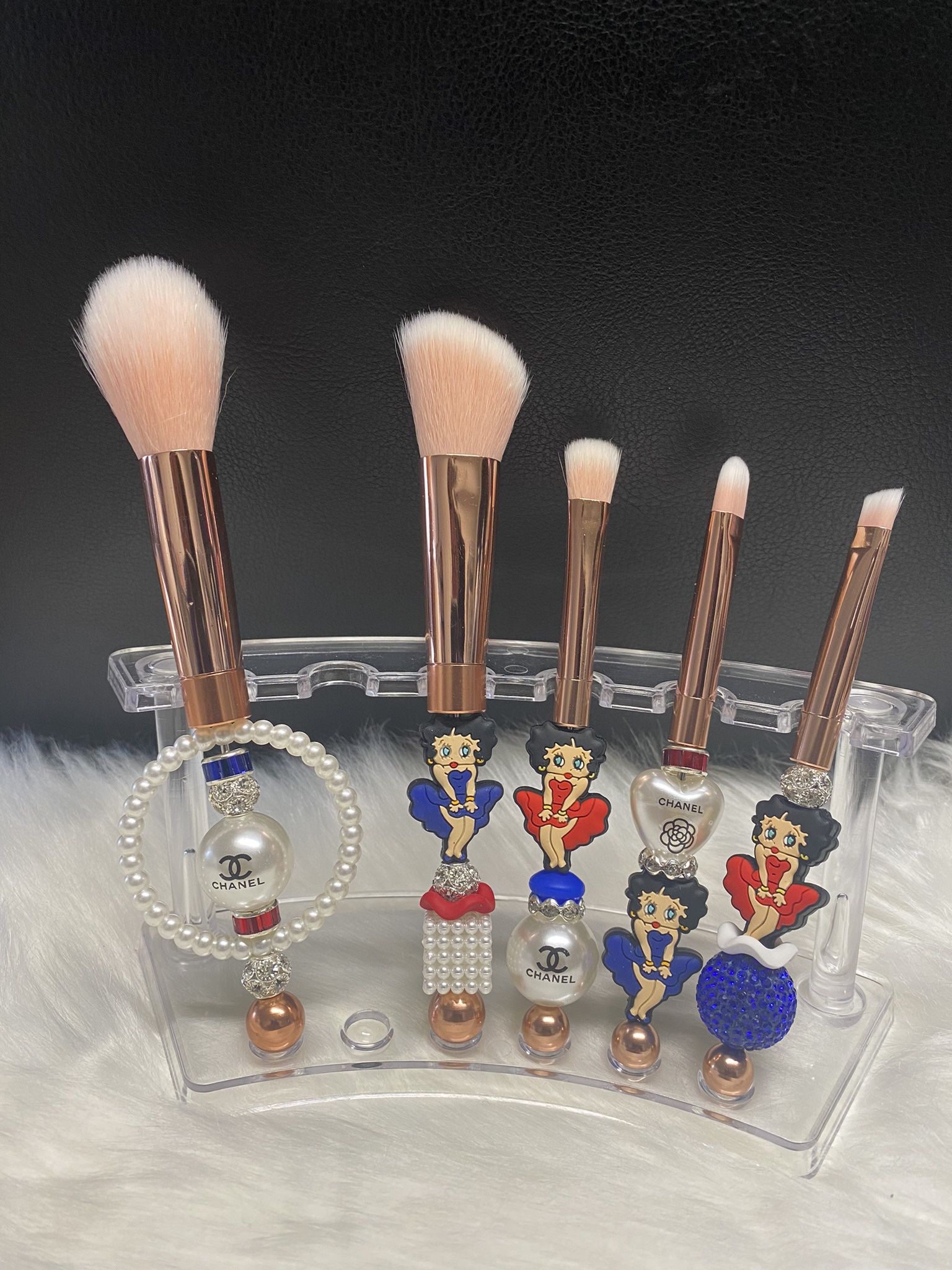 Rose Gold Betty Boop Beadable Makeup Brush 
