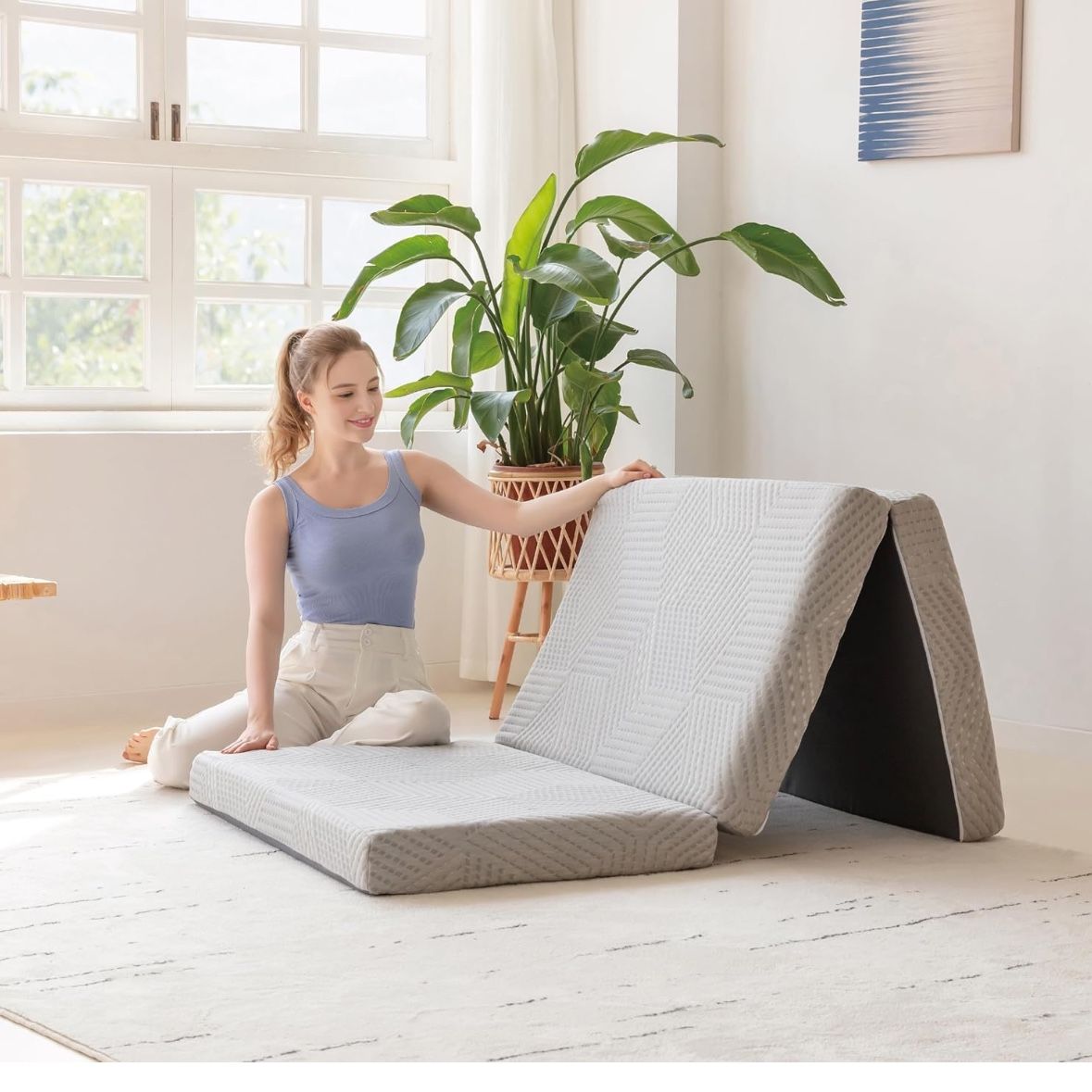 Tri-Fold Memory Foam Mattress, Twin, Guest Mat