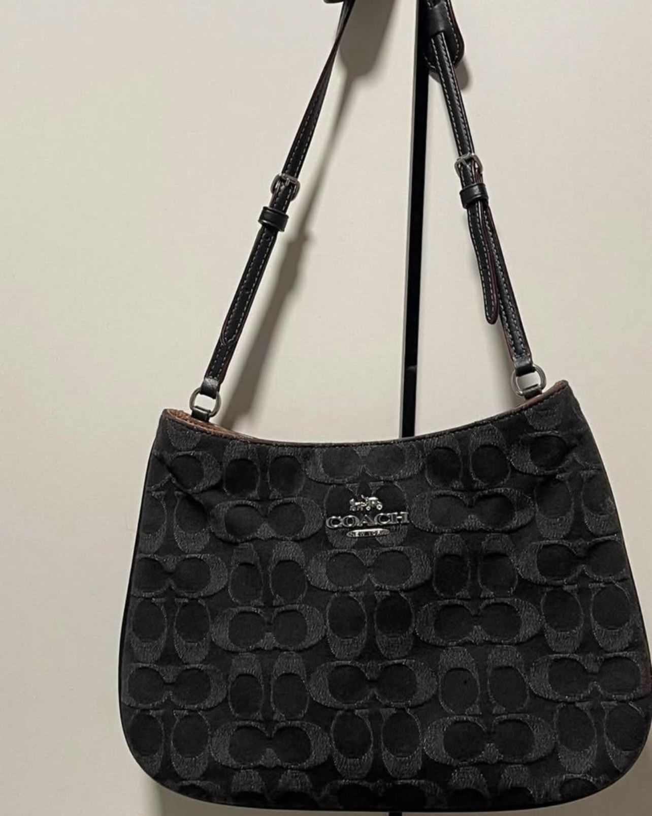 Black denim Coach bag