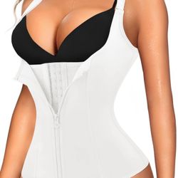 LARGE WHITE Waist Trainer Corset for Women Tummy Control Sport Workout Body Shaper 
