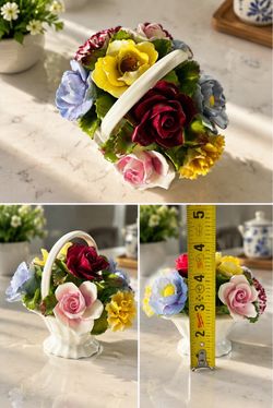 Porcelain Flower Basket Figurine