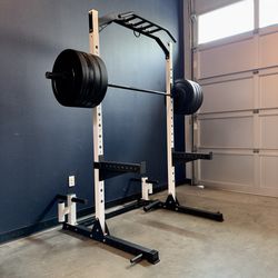 Brand New Squat Rack Power Cage + 260 Lb Olympic Bumper Weight Plate Set + Barbell , Home Gym Equipment   **FREE DELIVERY**