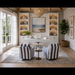 COASTAL OFFICE - Desk And 2 LEE INDUSTRIES SWIVEL CHAIRS
