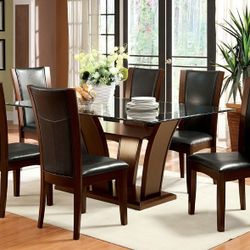 Brand New Brown Cherry Espresso 7pc Dining Table Set 