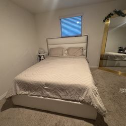 Queen Bed Frame + Dresser + Mirror Set 