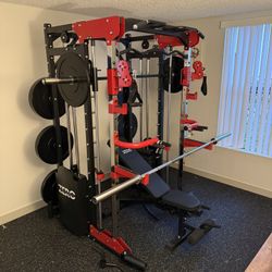 Smith Machine 200 | Adjustable Bench | 245lb Cast Iron Olympic Weights | 7ft Olympic Bar | Fitness | Gym Equipment | FREE DELIVERY/INSTALLATION 🚚 🛠️