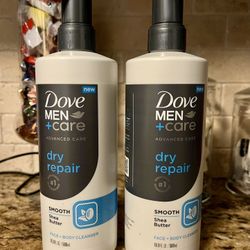 Set of 2 dove men+care dry repair face & body wash•16.9oz•SHEA BUTTER•all for $12