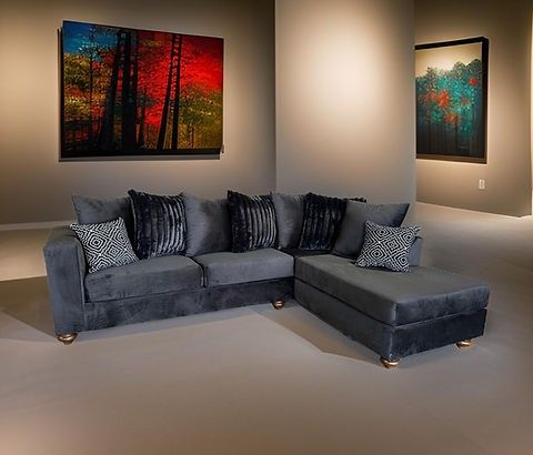  Rivera Grey Fabric L‑Shape Sectional – Modern Modular 2‑Piece Sofa, Excellent Condition