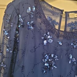 Womens Midnight Blue Evening Dress, With Sequins,  Size 18.  