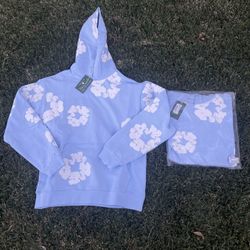 Size M Blue Denim Tear Hoodie 