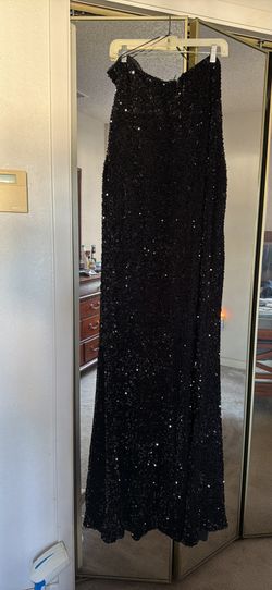 Black sequined, floor length, plus size, formal gown