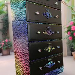 Rainbow Cheetah-Print Dresser
