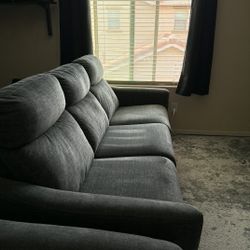 Dark Grey Couch with Matching Recliner