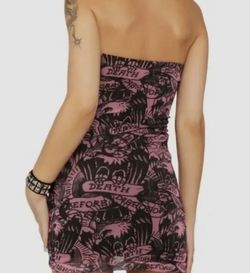 princess polly baby blue dress Tattoo Collage Print Mesh Maxi Dress