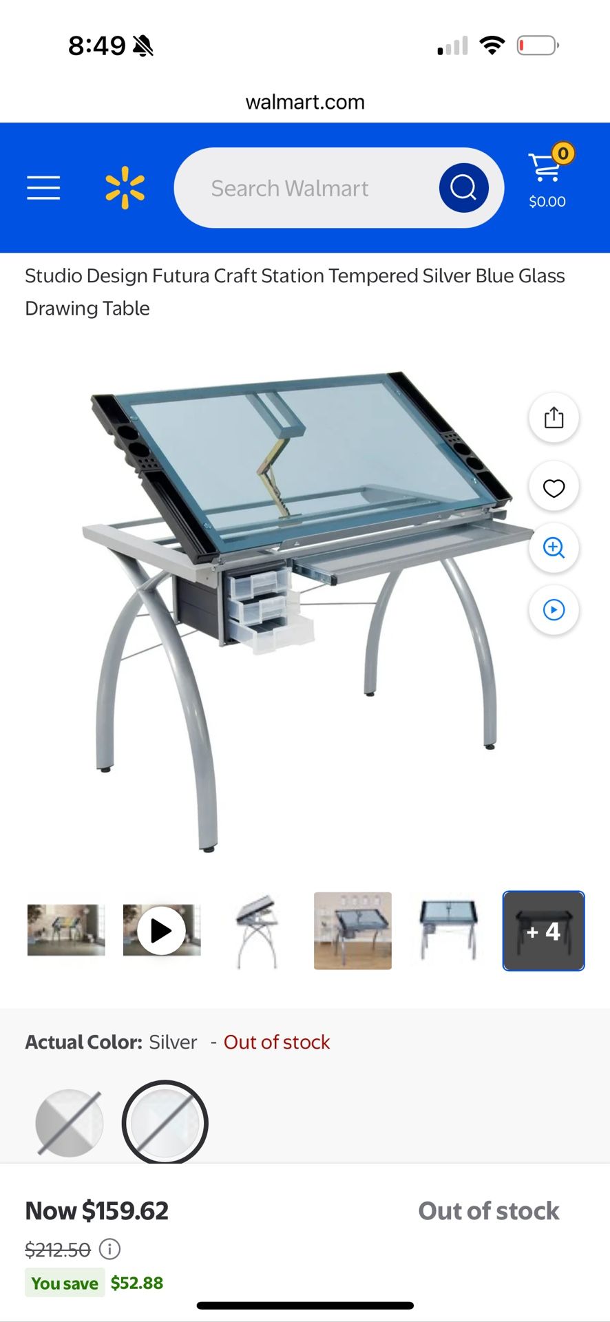 Studio Design Drawing Table/Glass Desk Collectibles