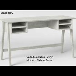 Brand New Project 62 Paulo Executive 54"in  Modern  Desk Wash White 