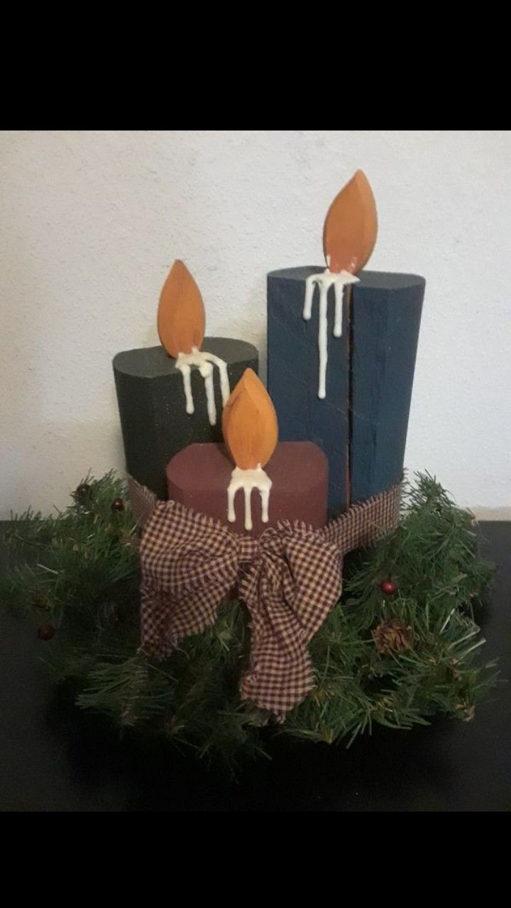 Christmas rustic wood candles!