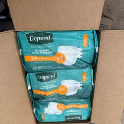 Depend Incontinence Protection with Tabs, Maximum Absorbency, UNISEX,S/M, 60 Count (3 Packs of 20)
