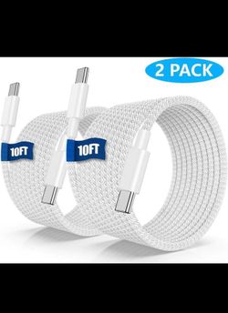 [2 Pack] USB C Cable for i-Phone 17 16 15 USB C Charger Cable 10ft/3M, Long Fast Charge Type C to C Charging Cord for i-Phone 17 16 Pro Max/16 Pro/15 