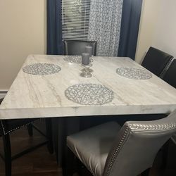 A Beautiful, Heavy Marble Table 4 Chairs