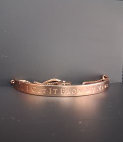 Rose gold metal "I Get It From My mama" inscribed bracelet