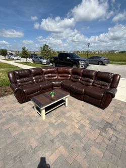 Real Leather Sectional Couch- delivery available