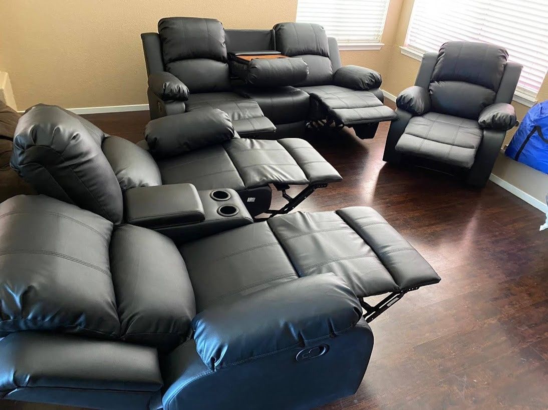 3pcs Black Manual Recliners (Sofa Loveseat Recliner) for Sale in Las