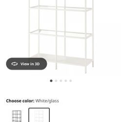 IKEA VITTSJÖ Shelf unit, white/glass