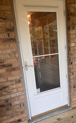 Larson's Retractable Storm / Screen-Door-White and Gold Handle