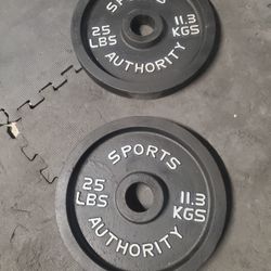 Set Of 2x25lbs Olympic Weights Thats 50lbs Together..