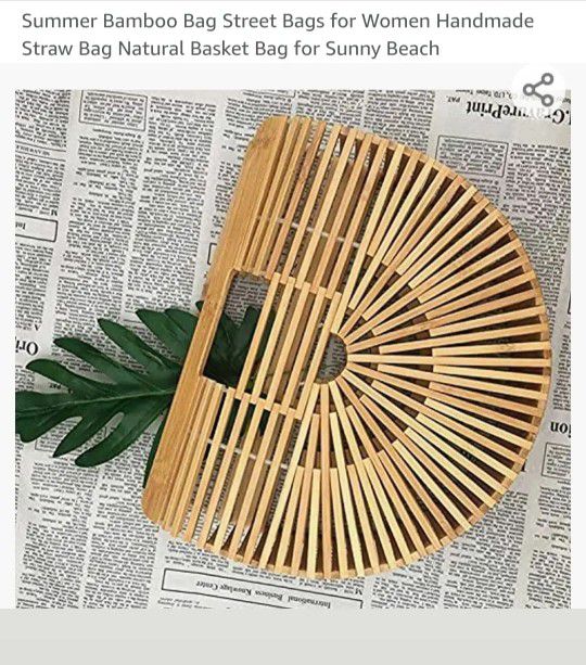 Summer Bamboo Bag Street Bags for Women Handmade Straw Bag Natural Basket Bag for Sunny Beach