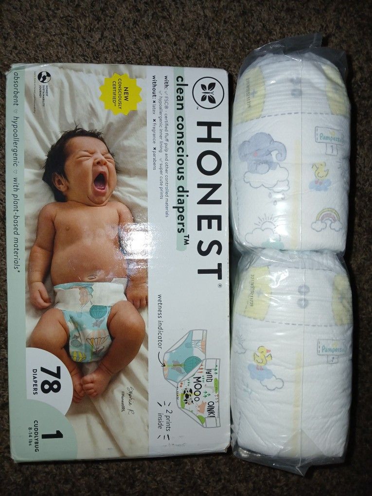 Pampers And Honest Diapers Size 1