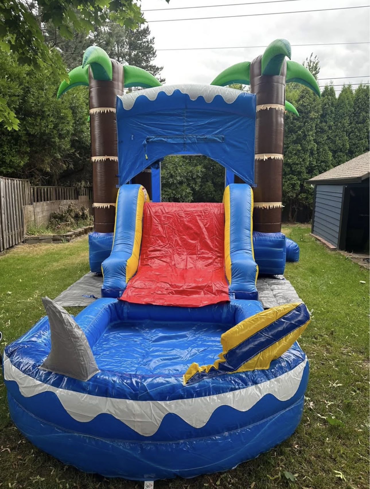 Bounce House With Waterslide And Pool Attachment