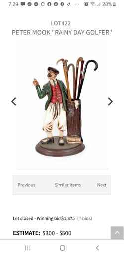 PETER MOOK "RAINY DAY GOLFER" Umbrella or golf stand PROPERTY FROM THE LIFE AND CAREER OF BURT REYNOLDS