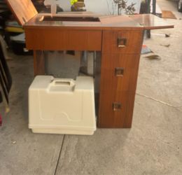 Mid-Century Walnut Sewing Cabinet with Drawers